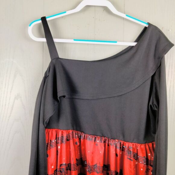 Rose Gal Christmas Cat Dress 1X 16 Black Kittens Holiday Party Sexy Off Shoulder - Picture 2 of 14